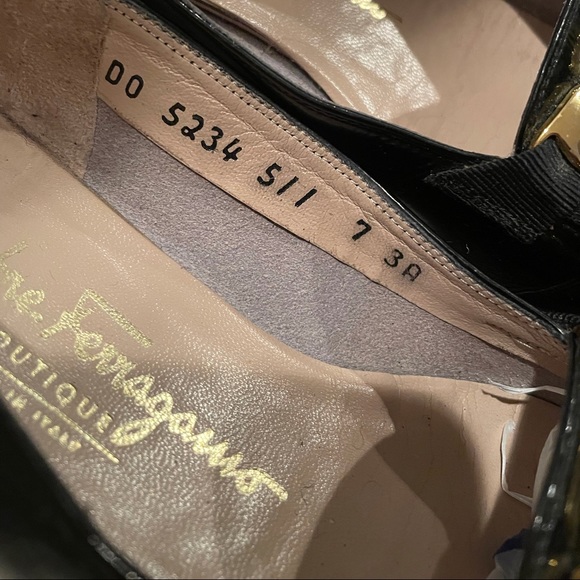 Salvatore Ferragamo Black Flats with Gold Detail - Picture 6 of 8